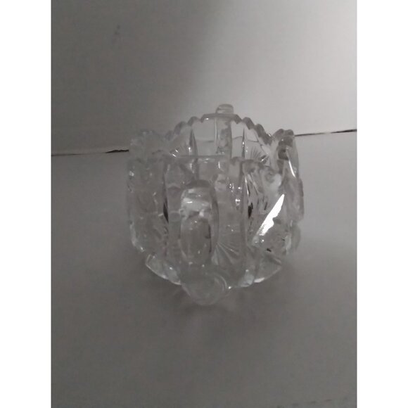 American Crystal Brilliant Cut Double Handle Sugar Bowl Sawtooth Rim - Picture 4 of 6